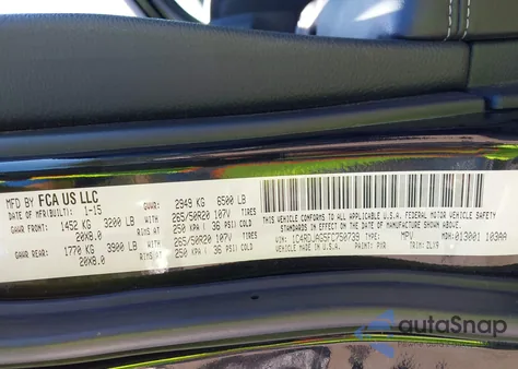 2015 Dodge Durango Sxt z USA, uszkodzony, nr VIN 1C4RDJAG5FC750739